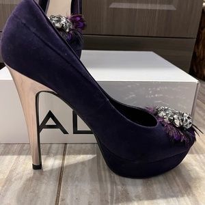 Purple velvet heels